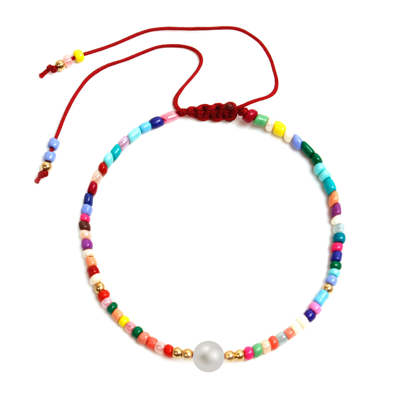 

Bohemian Handmade Sead Beads Bracelet Women Woven Imitation Pearl Charm Bracelet Adjustable Pulseras Mujer