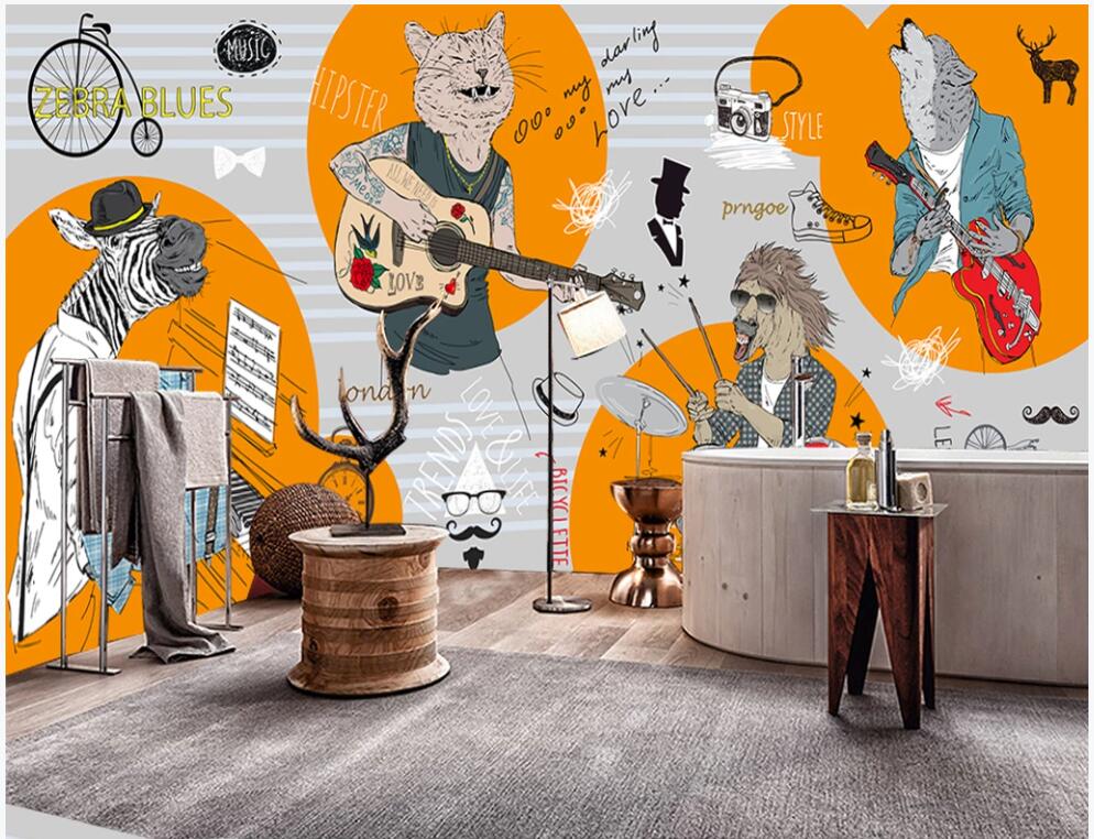 

3d wallpaper custom photo mural Hand drawn abstract animal clothing shop cafe background home decor living room wallpaper for walls 3 d, Non-woven wallpaper