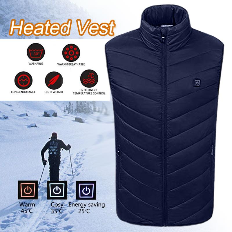 

USB Heating Coat Electric Vest Heated Heated Pad Body Warmer 5-12v Navy Blue Down Cotton Warm Winter Jacket, As pic