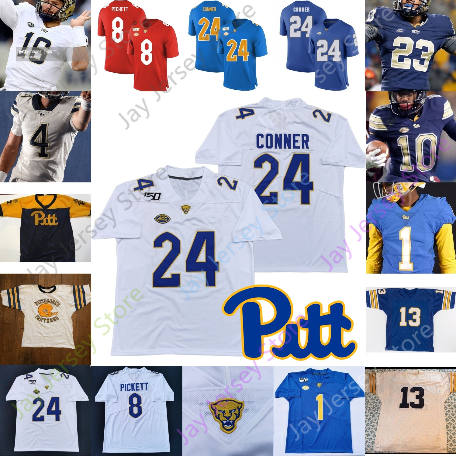 

Custom Pittsburgh Panthers Football Jersey NCAA College Israel Abanikanda DJ Turner Shocky Jacques-Louis Jaylon Barden Addison Dayon Hayes, White ii