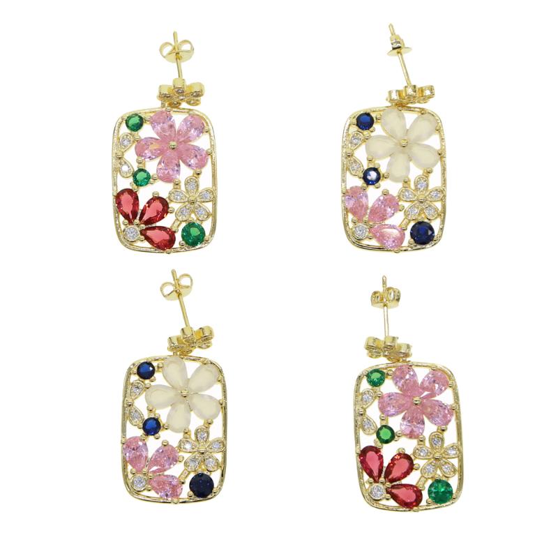 

2020 New fashion daisy beautiful colourful flower CZ design drop earring for women girl charm gold rainbow color fashion jewelry