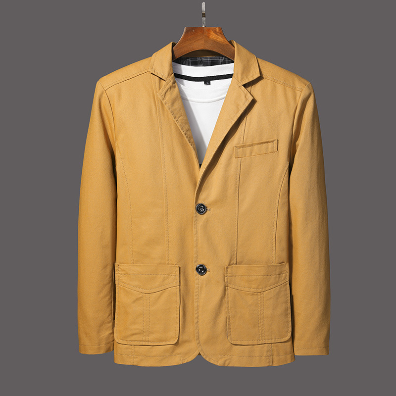 

Spring and Autumn New Men's Jacket Slim Fashion Cotton Youth Jacket Casual Blazers coat blazers for men, Yellow