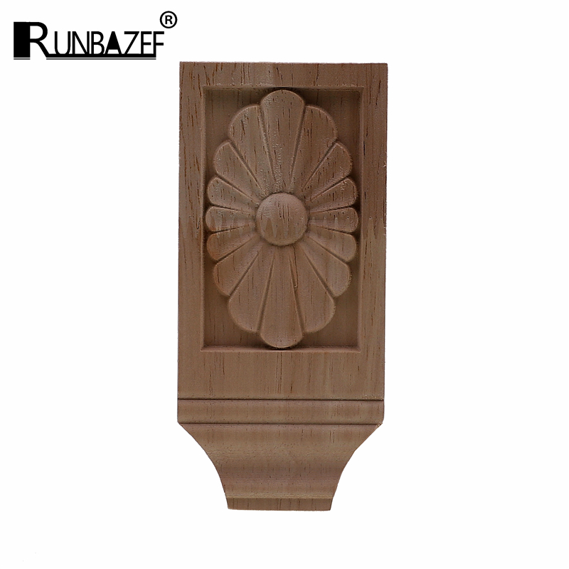 

RUNBAZEF Exquisite Classic Rubber Wood Carved Applique Furniture Natural Decal Wood Color Home Decor Decoration Accessories