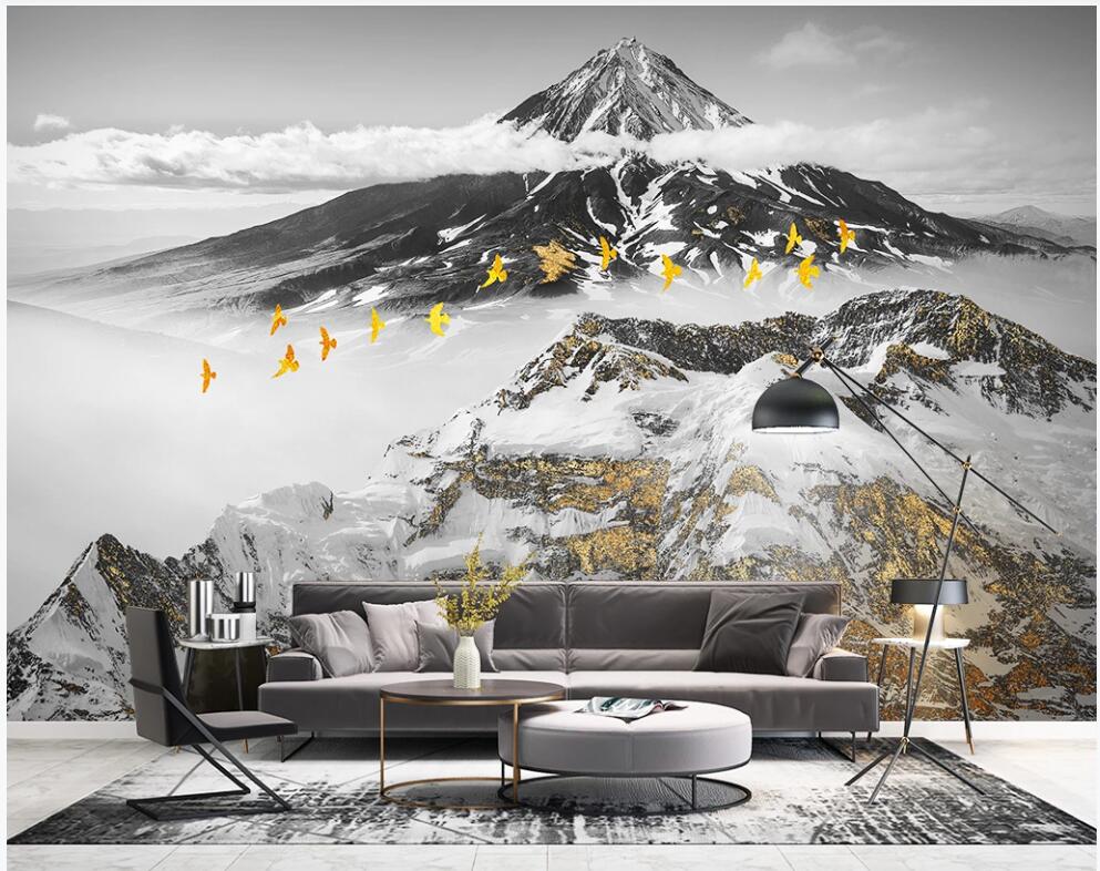 

custom photo mural 3d wallpaper Modern minimalist sky black and white landscape room home decor 3d wall murals wallpaper for walls 3 d, Non-woven