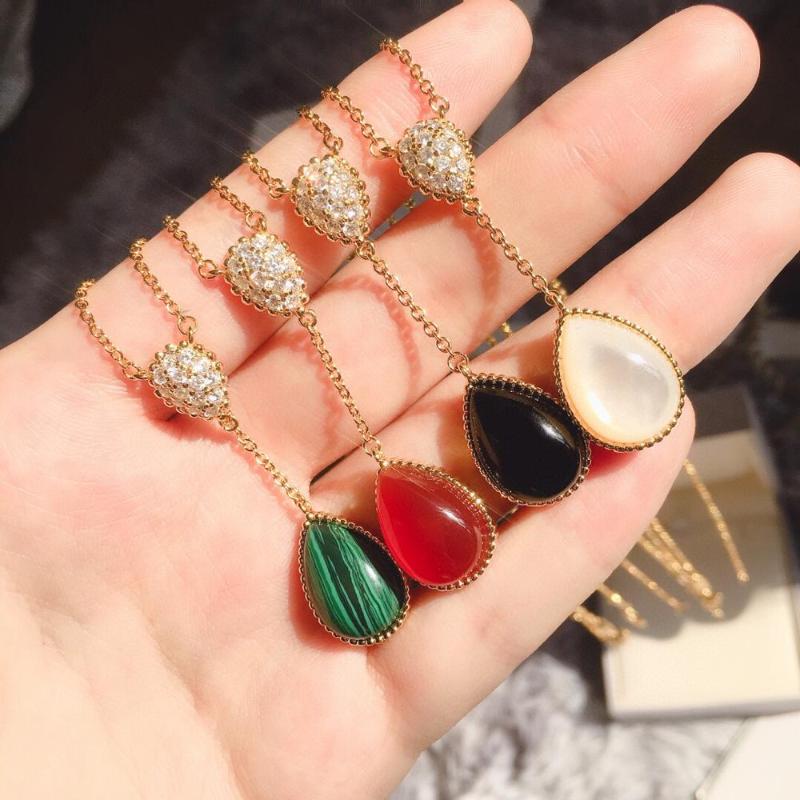 

Pendant Necklaces 2021 Luxury Gold Color Necklace Inlay Natural Stone For Women High Quality Fashion Handmade Designer Jewelry