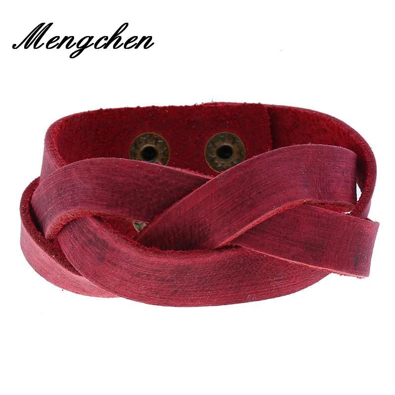 

Vintage Braided Genuine Leather Bracelet Brown & Black Punk Wide Cuff Hollow Bracelet & Bangle for Men Jewelry Friendship Gift