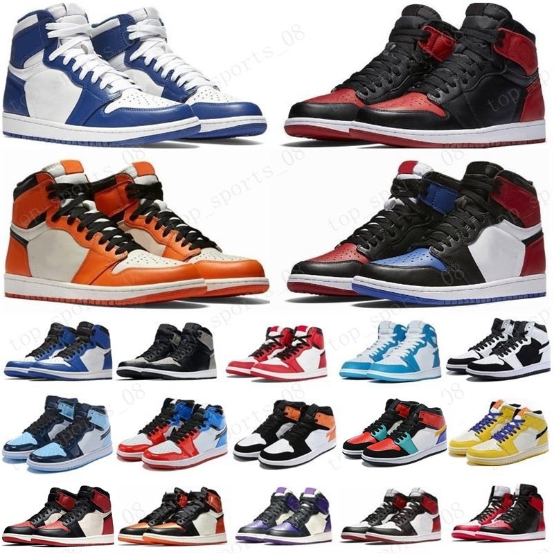 

HOT Basketball Shoes Jumpman 1 1s OG High Pine Green Black Court Purple Royal Bred Toe NC Obsidian UNC game basketball Sneakers trainers, 24