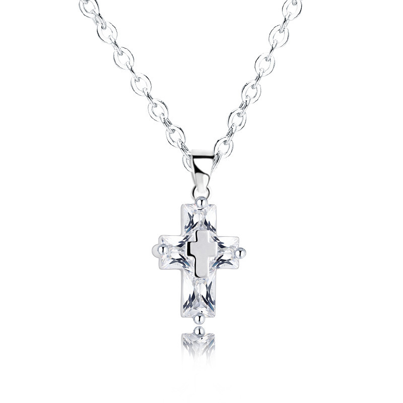 

Chokers Tiny Trendy Cubic Zirconia Cross Pendat Top Quality Clear Crystal Gold Necklace For Women Jewelry X-l0119