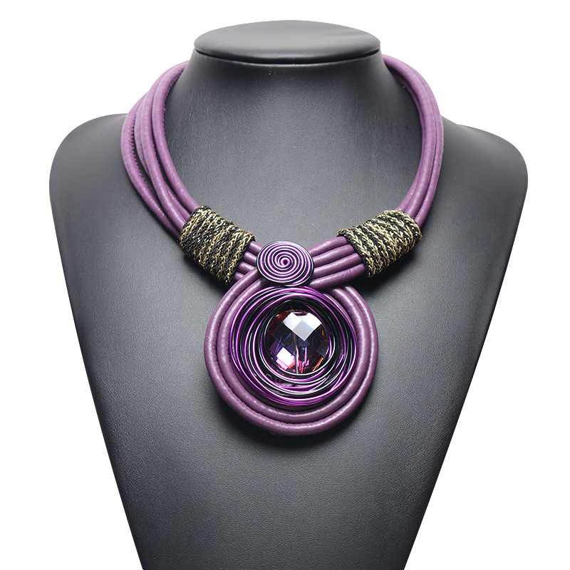 

Liuxsp 2021 Fashion Boho Resin Round Maxi Statement Necklaces Pendants Collar Choker Necklace Women Jewelry