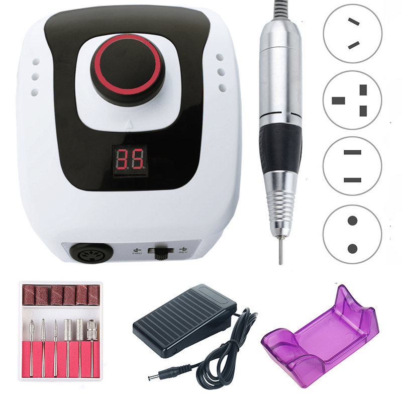 

30W 35000RPM Electric Nail Drill Machine Manicure Pedicure Drill Set Nail Salon Polishing Milling Cutters Left Hand