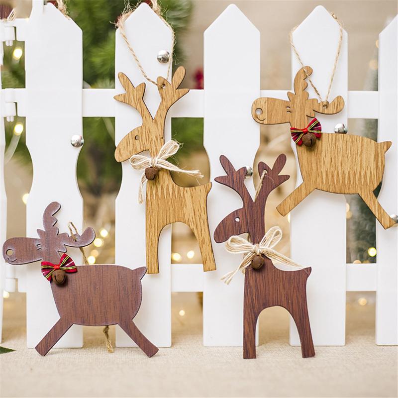 

1PCS Christmas Decorations For Home Kids living Room Deer Wooden Xmas Tree Pendants DIY Ornaments For Christmas Party Festival