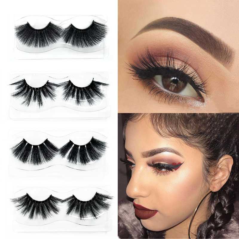 

1 Pair Black Thick Lashes 3D Mink Eyelashes Handmade 25mm Comfortable Lightweight False Eyelashes Dramatic Lashes Makeup Tool