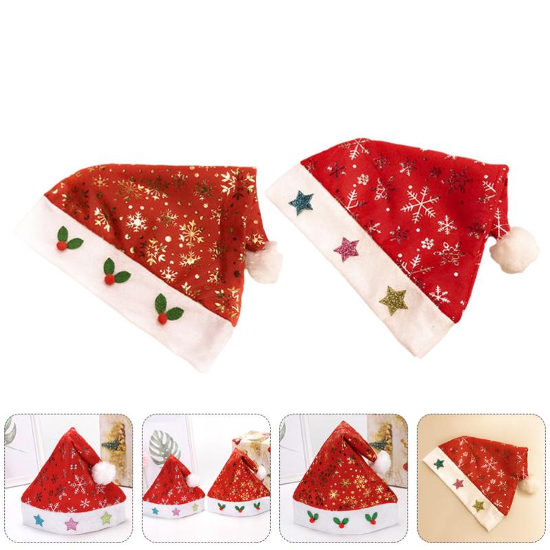 

4Pcs Creative Adorable Snowflake Five-Star Party Supplies Party Cap Xmas Headdress Christmas Hat for Decoration Kids Children