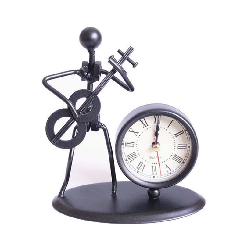 

American Music Iron Watch Desktop Figurines Metal Clock Alarm Crafts Office Ornaments Creative Student Boutiques Practical Gifts
