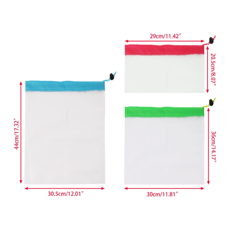 

Reusable Produce Mesh Bags Rope Vegetable Fruit Toys Grocery Storage Pouch Bag LX9C