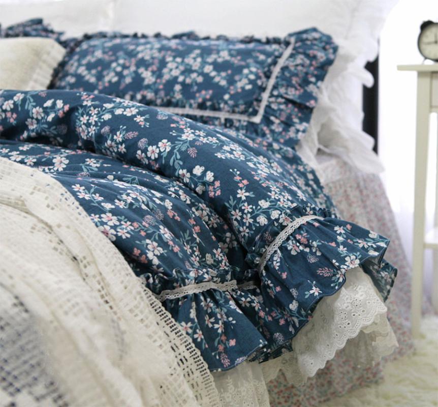 

Pastoral floral bedding set,  full queen king cotton romantic single double home textile bedspread pillow case quilt cover, Color 01