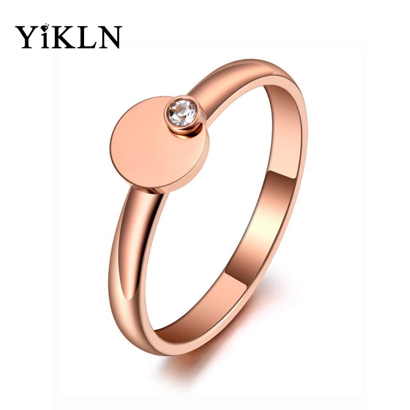 

YiKLN Rose Gold Titanium Stainless Steel CZ Crystal Ring Jewelry Office Style Rose Gold Party Rings For Women Girls YR19138