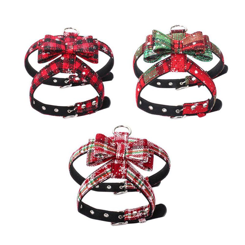 

Bow Knot Puppy Dog Cat Pet Collar Harness For Small Medium Dog Christmas Decor New arrive 2020