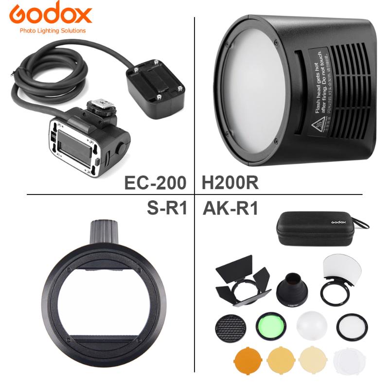 

Godox AD200 flash accessory WITSTRO H200R Round Flash Head and EC-200 Extension Head AK-R1 Color temperature reflector