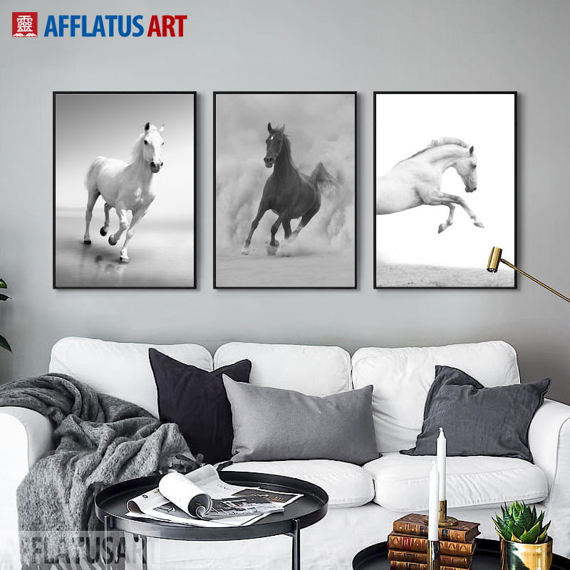 

Running Horse Wall Art Canvas Painting Nordic Posters And Prints Black White Animals Wall Pictures For Living Room Home Decor