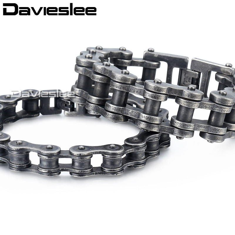 

Davieslee Mens Bracelets 2020 Biker Motorcycle 316L Stainless Steel Gunmetal Matte Punk Bracelet for Men 12-24mm LHB423