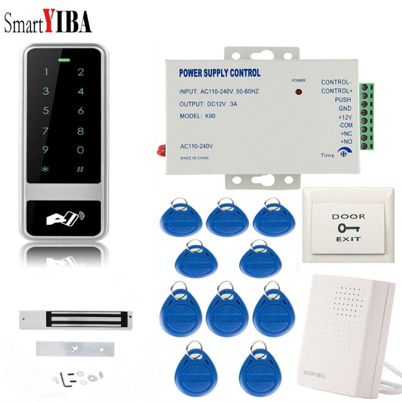 

125KHz RFID Reader Password Keypad + 180kg 350lb Magnetic Lock + Door Bell Door Access Control Security System Kit