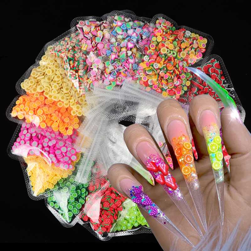 

10G/bag Mixed Fruit Slices Design Nail Art Decoration Acrylic Beauty Polymer Clay Nails Decals Fruit Slice Accessories 15 Styles