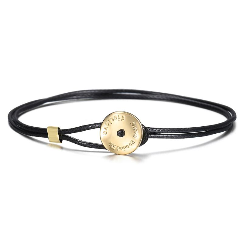 

New 2mm Simple Black Leather Bracelet for Women Girls Alloy Gold Silver Color Charm Gift Jewelry Length Adjustable DDLBM41