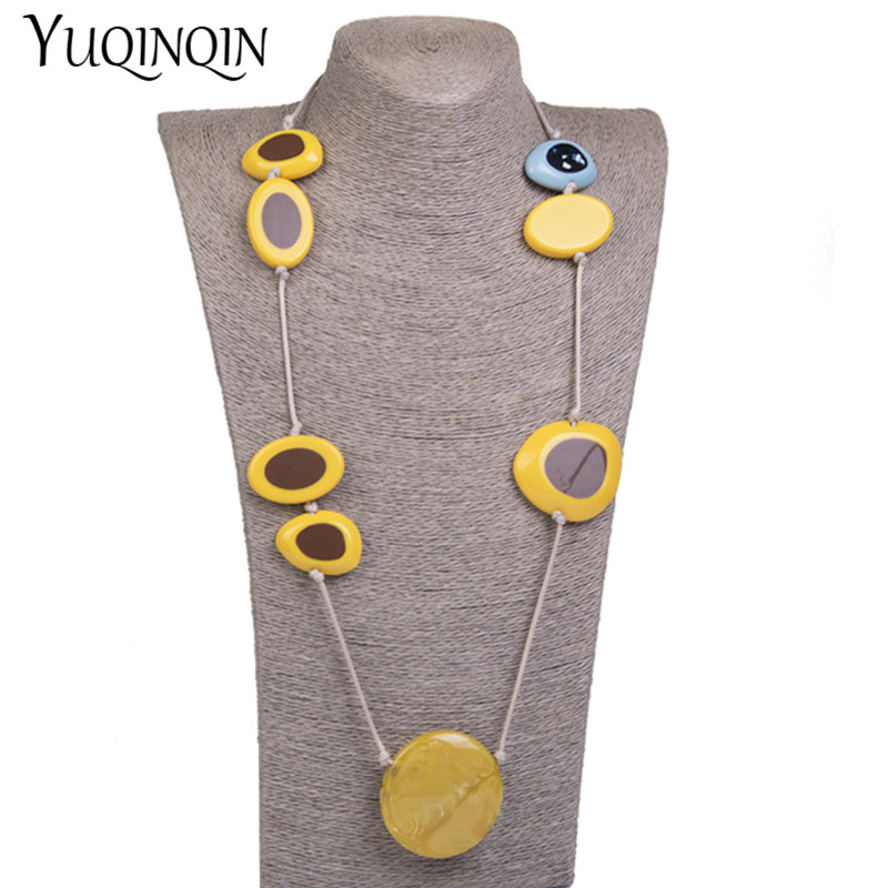 

Handmade Long Rope Chains Fashion Necklace for Women Geometric Large Acrylic Resin Pendants Vintage Necklaces Jewelry Wholesale