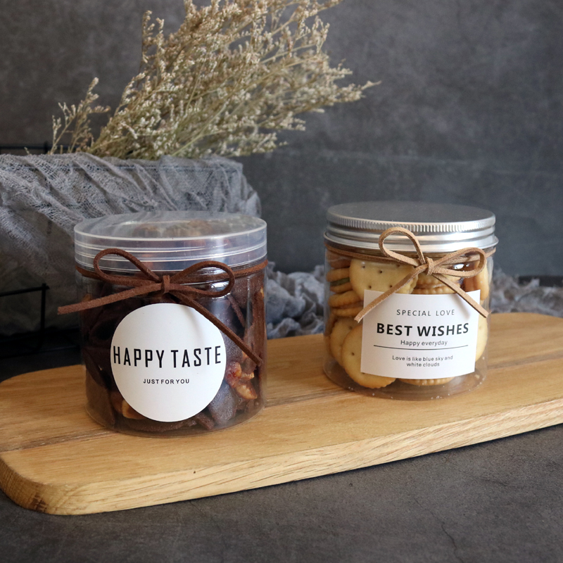 

12pcs High quality PET plastic seal snack biscuit candy packaging box transparent tin packaging barrel diy dessert cup with lid