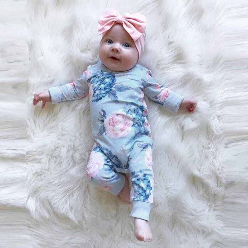 

Long Sleeve Infant Floral Romper For Baby Gir Spring Summer Clothes With Bow Hair Band New Born Girl Romper Photo Baby Jumpsuit, 01