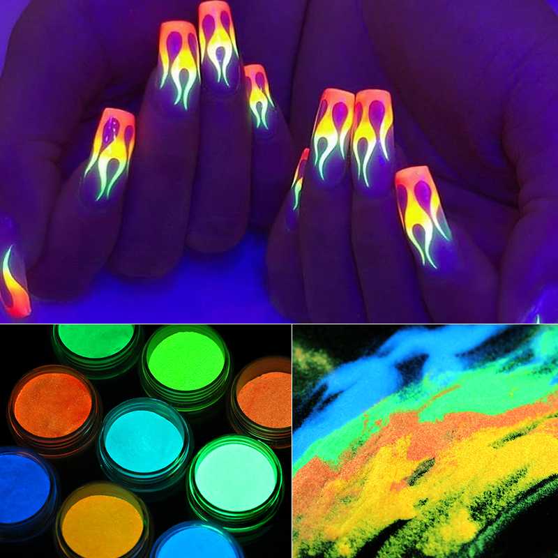 

1 Box Fluorescent Nail Powder Pink Blue Orange Luminous Glow In Dark Glitters Nail Powder Chrome Pigment Dust Decoration