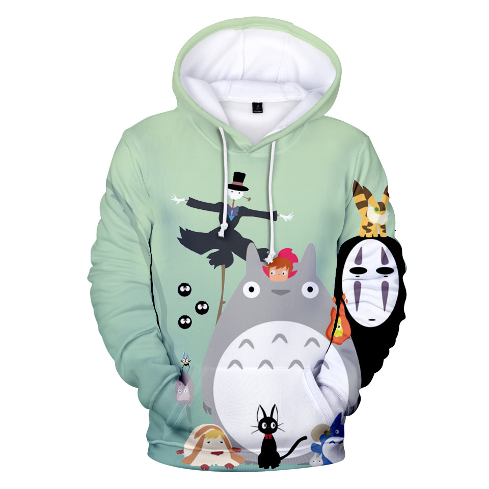 

Japanese Anime Kawaii Hoodie for Men Women Kid Hooded Sweatshirt Studio Ghibli Hayao Miyazaki Chihiro Spirited Away Totoro, Black