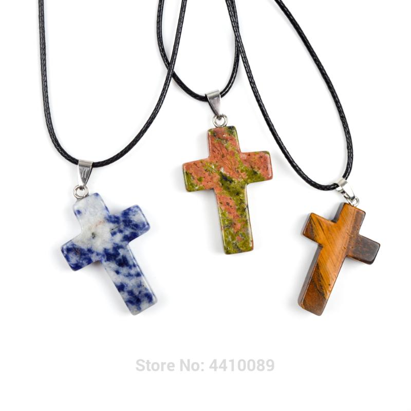 

Stone Cross Pendsnt Necklace 37*25 mm 3 Colors for Selection