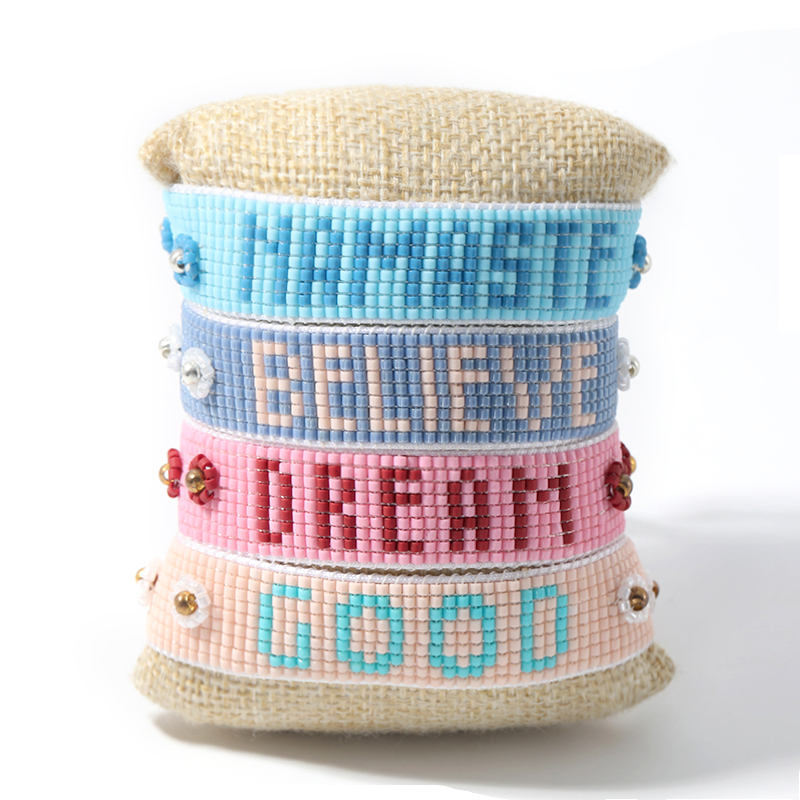 

Rttooas Fashion Multicolor Letter Bracelet MIYUKI Beaded Bracelet Bileklik Pulseras Mujer 2020 Handmade Woven Female Jewelry