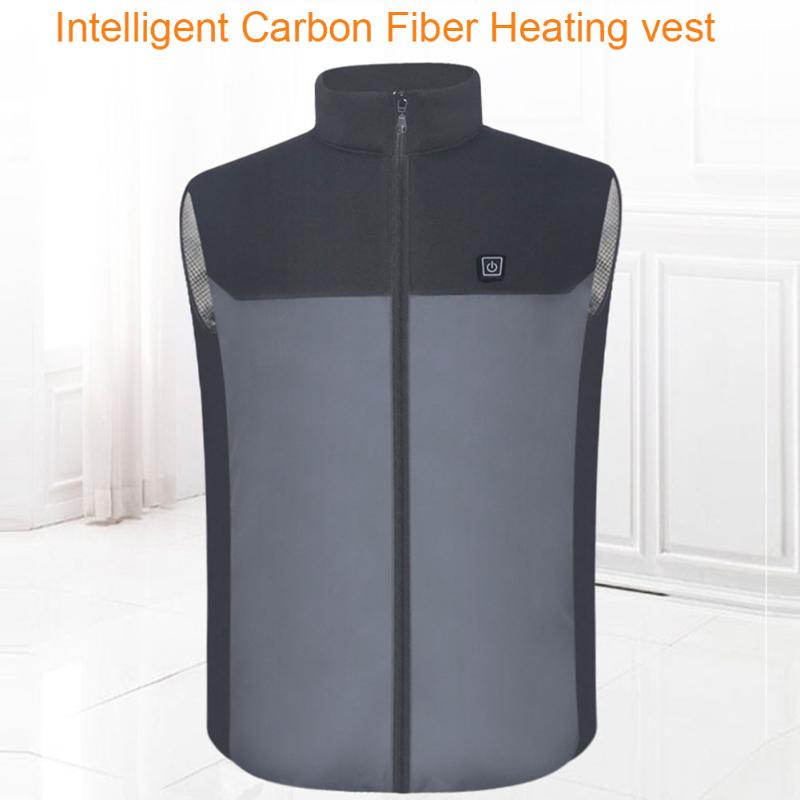

Infrared Temperature Control Washable Adult 3 Modes Electric Heating Vest Smart Warm USB Charging Carbon Fiber Winter Adjustable, As pic