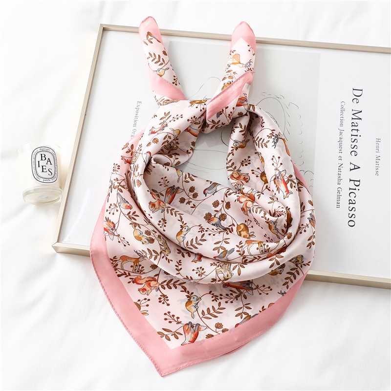 

Design Silk Scarf for Women Trees Animal Print Lady Neck Hair Scarves Bag Tie Shawls Foulard Bandana Floral Square Kerchief