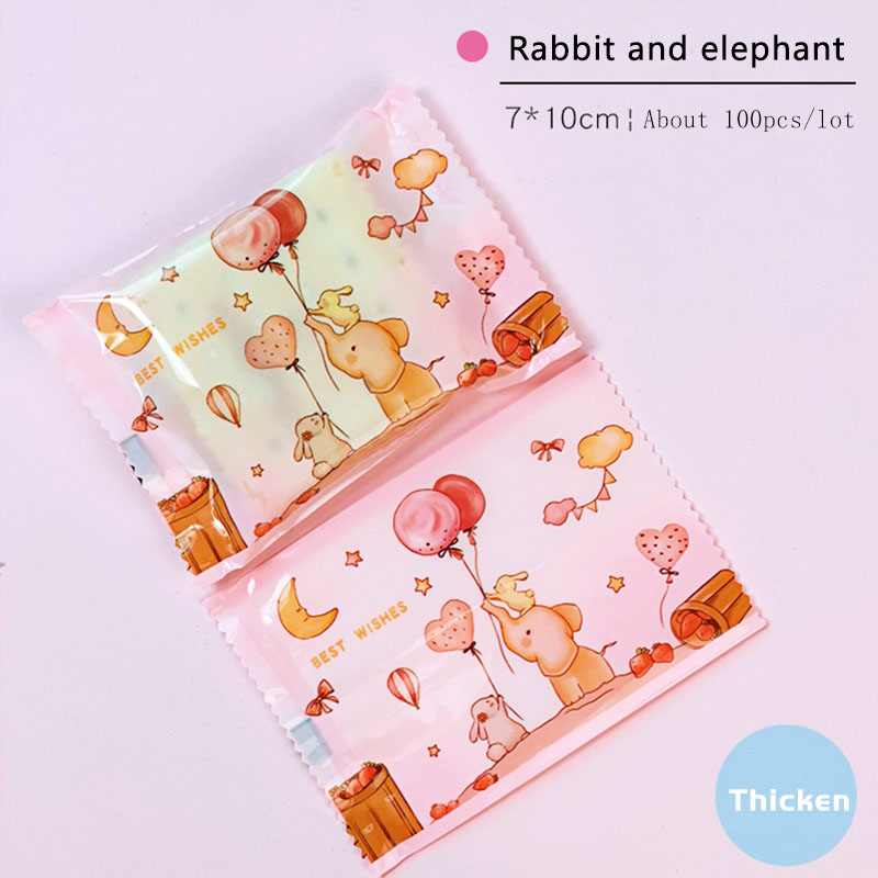 

100pcs/lot 2020 New Cookie Packaging Bag Pink Cartoon Elephant Balloon Handmade Birthday Wedding Party Plastic Bags