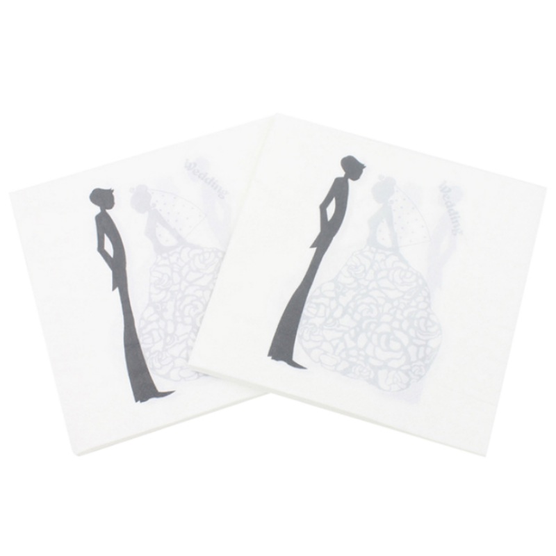 

20Pcs Bride Groom Party Paper Napkins Wedding Table Decoupage Bridal Shower Tissue Serviettes Party Decor Home Textile
