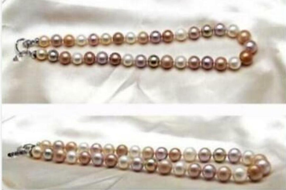 

Charming 10-11mm White pink purple round Pearl Necklace 18" 36