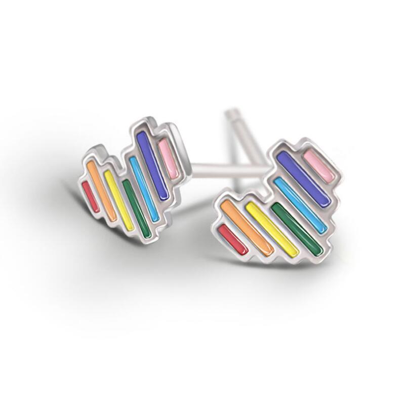 

2020 New Cute Color Rainbow Heart Stud Earrings For Women Girls Trend Creative Charm Party Jewelry Gifts For Friend Wholesale