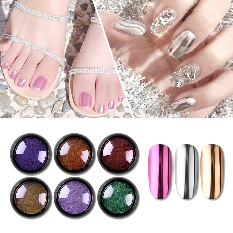 

Mirror Nail Glitter Powder Rose Gold Sliver Titanium Powder Metallic Chrome Dust Pigment UV Gel Manicure Nail Art Decoration