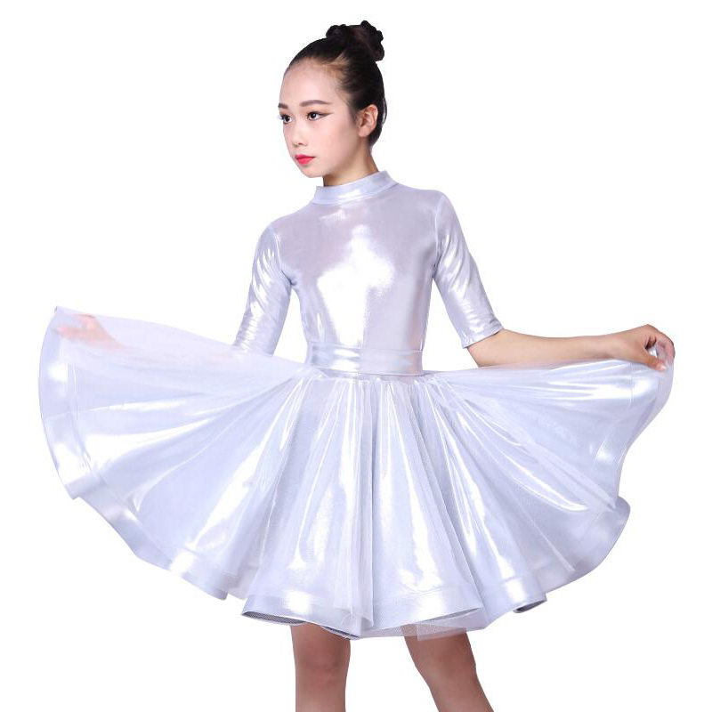 

Girls Latin Practice Dance Wear dress Competition Outfits Clothing Kids professional Salsa dancing dress clothes costume, Blue