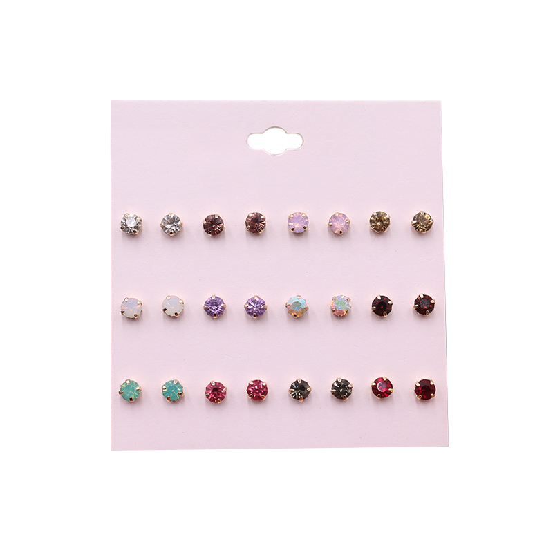 

12Pairs Classic Colorful Round Stud Earrings With Crystal Fashion Shining Rhinestone Earrings Set Jewelry for Women Girl Gift