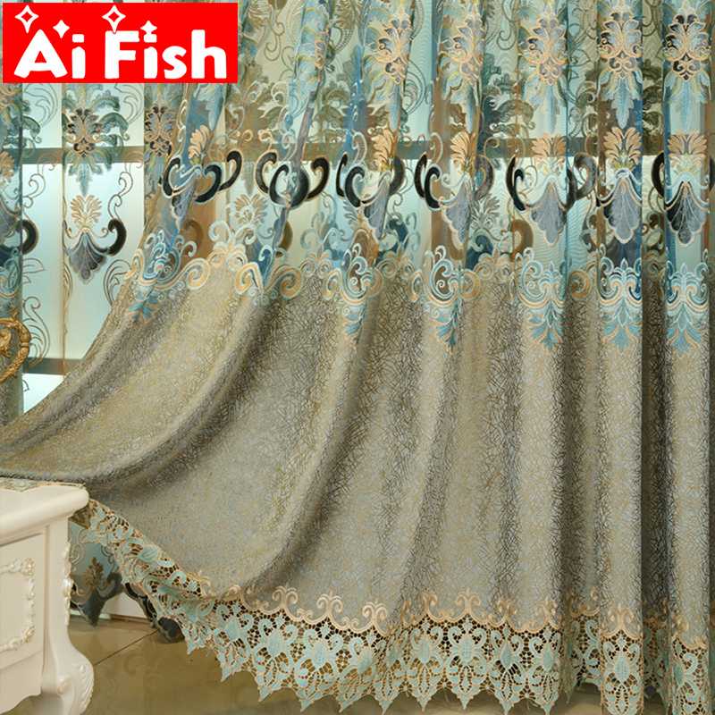 

Luxury Semi-Blackout Embroidery Curtains for Living Room Nordic Chenille Velvet Flower green Tulle for Villa Decoration MY499-30, White cotton tulle