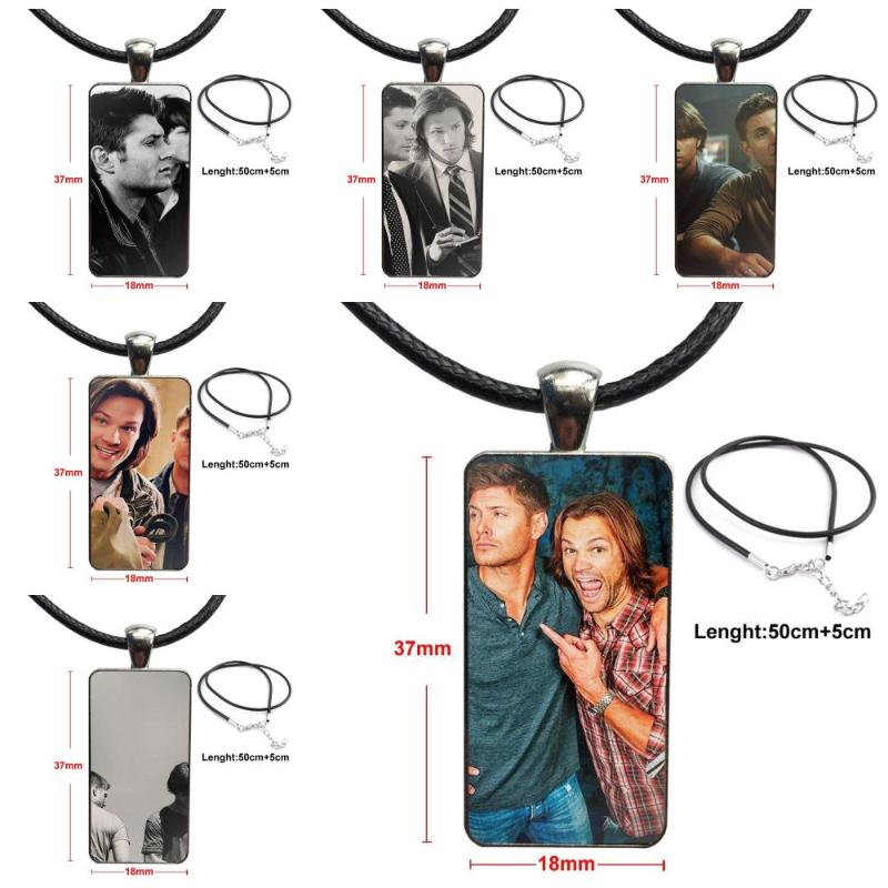 

Supernatural Sam And Dean Fashion Glass Cabochon Pendant Necklace With Women Steel Plated Statement Jewelry For Women