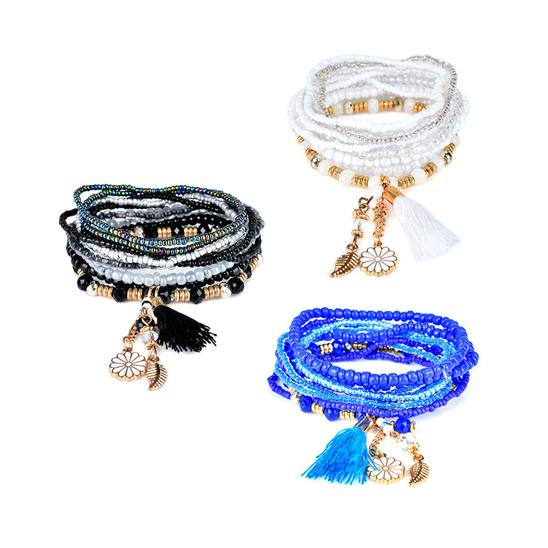 

TTLIFE New 2020 Hot Selling Glamour Ladies' Popular Gift Bohemian Bracelet Multi-layer Beaded Tassel Pendant Chain Bracelet