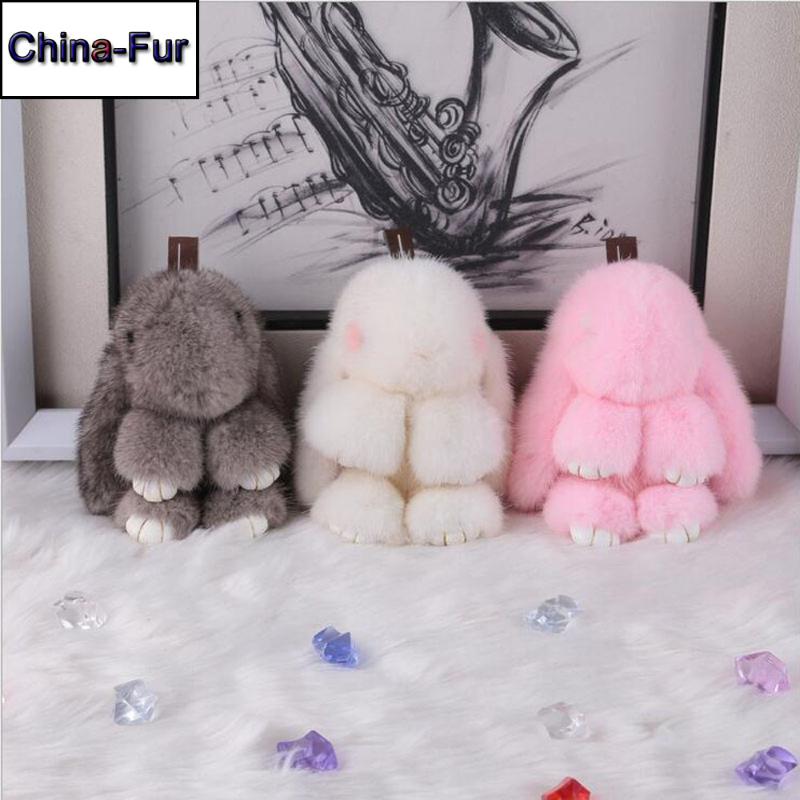 

N Big Size Cute Pluff Keychain 15cm Real Genuine Key Chains Gril Bag Toys Doll Pom Pom Lovely Keyring