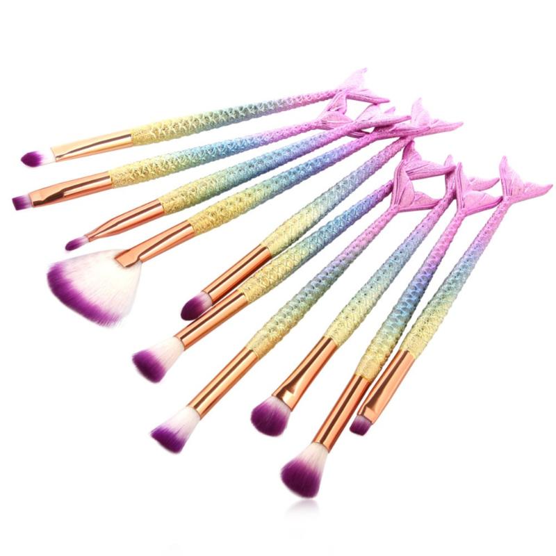 

Mermaid Makeup Brushes set 6/10 PCS Foundation Blending Powder Brush Eyeshadow Contour Concealer Blush pincel sereia maquiagem