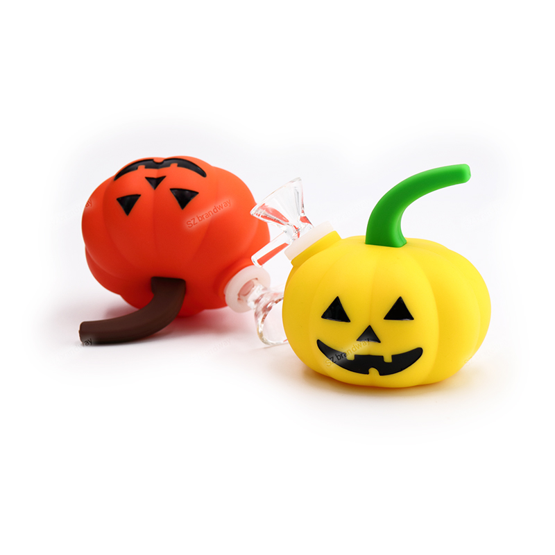 

Pumpkin Hookah Halloween Silicone Water Pipe Silicone Bongs FDA Smoking Pipes Tobacco Water Pipe Glass Bong DHL Free